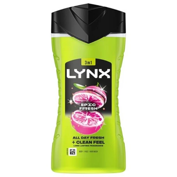 Lynx 3 in 1 Epic Fresh Boost Body, Face, Hair Wash 225ml
